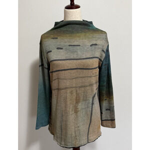 3 Potato Medium/Large Mock Neck Sweater - Art to Wear - Lagenlook - Hi Lo Hem